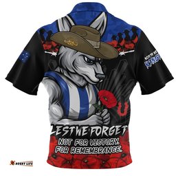 North Melbourne Zip Polo Shirt ANZAC Day Not For Victory For Remembrance