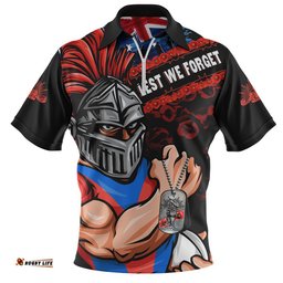 Newcastle Knights Zip Polo Shirt Anzac Remembrance Of The Fallen