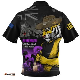 Richmond Zip Polo Shirt Anzac Day In Memory Of Animals That Served