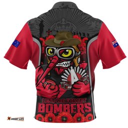 Essendon Zip Polo Shirt Lest We Forget In Eternal Honor And Duty