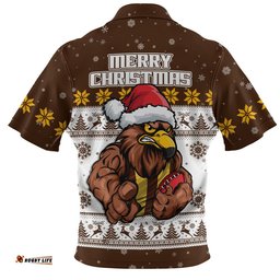 Hawthorn Zip Polo Shirt Special Ugly Christmas Holiday Footy Fans