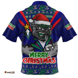 New Zealand Warriors Zip Polo Shirt Merry Christmas Festive Spirit Edition