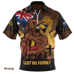 Hawthorn Zip Polo Shirt ANZAC Day Honour And Football Legacy