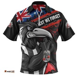 Collingwood Zip Polo Shirt Lest We Forget Eternal Honor