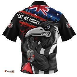 Collingwood Zip Polo Shirt Lest We Forget Eternal Honor
