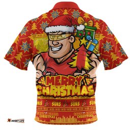 Gold Coast SUNS Zip Polo Shirt Festive Holiday Merry Christmas Vibe