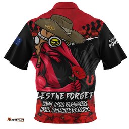 Essendon Zip Polo Shirt ANZAC Day Not For Victory For Remembrance