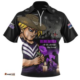 Fremantle Zip Polo Shirt Anzac Day In Memory Of Animals That Served