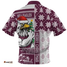 Manly Warringah Sea Eagles Zip Polo Shirt Christmas Magic Knit Style Winter Glow