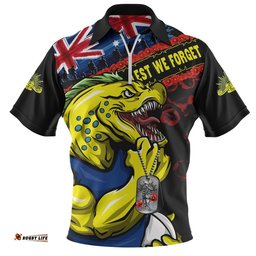 Parramatta Eels Zip Polo Shirt Anzac Remembrance Of The Fallen