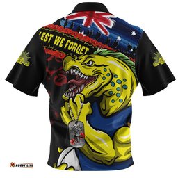 Parramatta Eels Zip Polo Shirt Anzac Remembrance Of The Fallen
