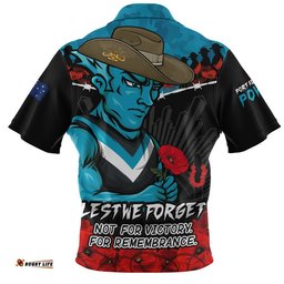 Port Adelaide Zip Polo Shirt ANZAC Day Not For Victory For Remembrance