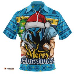 Gold Coast Titans Zip Polo Shirt Merry Christmas Game Day Knit Style Team Edition