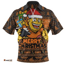 GWS GIANTS Zip Polo Shirt Festive Holiday Merry Christmas Vibe