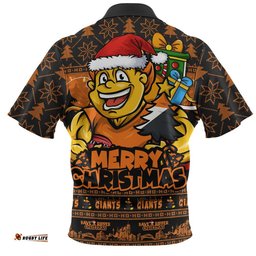 GWS GIANTS Zip Polo Shirt Festive Holiday Merry Christmas Vibe