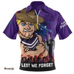 Fremantle Zip Polo Shirt ANZAC Inspired Football Fan Memorial Design