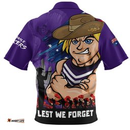 Fremantle Zip Polo Shirt ANZAC Inspired Football Fan Memorial Design