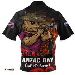 Queensland Maroons Zip Polo Shirt Anzac Day Rising Dawn Ceremony Lest We Forget Courage
