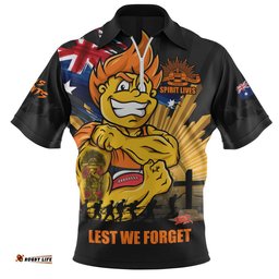 GWS GIANTS Zip Polo Shirt ANZAC Day Honour And Football Legacy