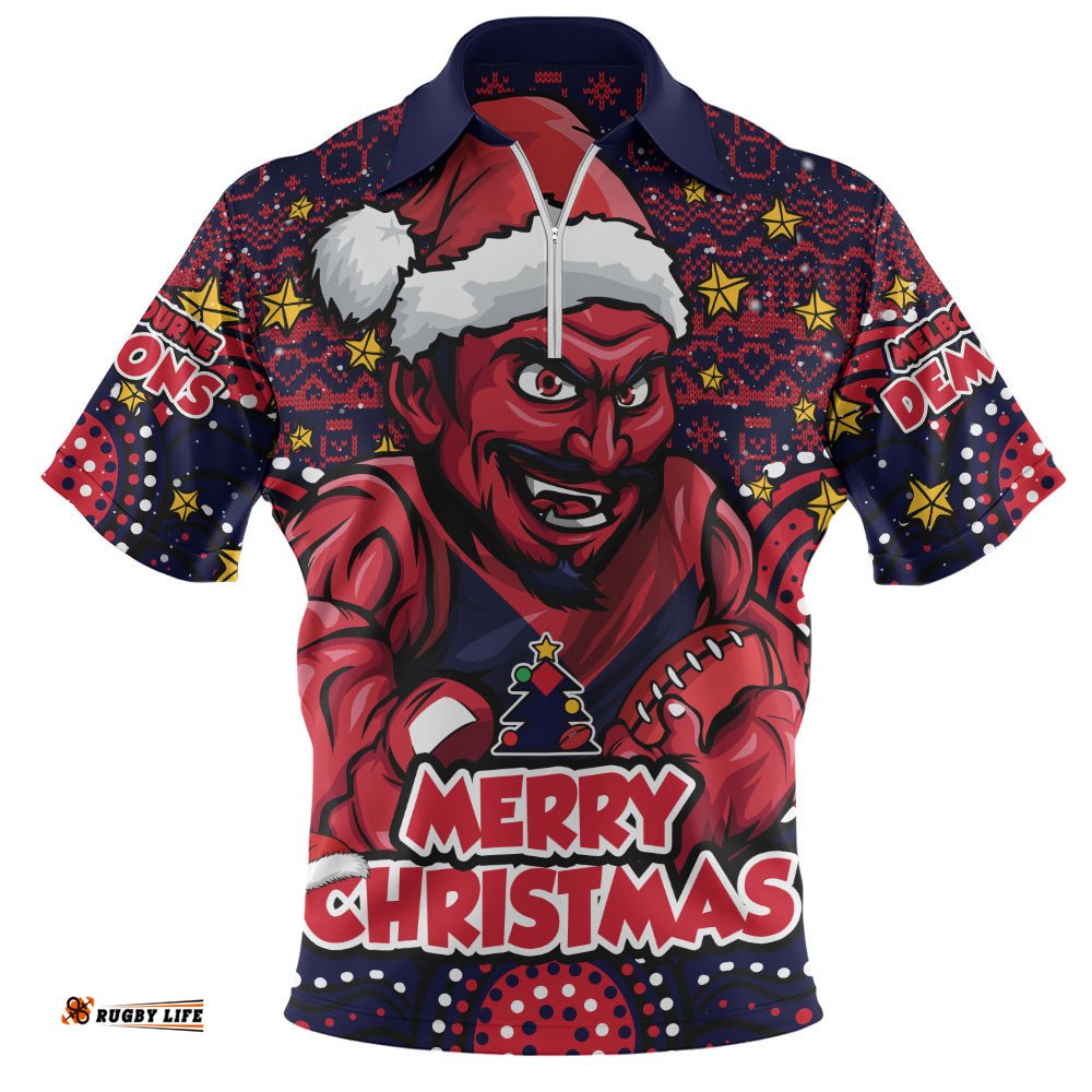 Melbourne Zip Polo Shirt Ugly Christmas Knit Patterns Vintage Jersey