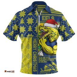 Parramatta Eels Zip Polo Shirt Christmas Magic Knit Style Winter Glow