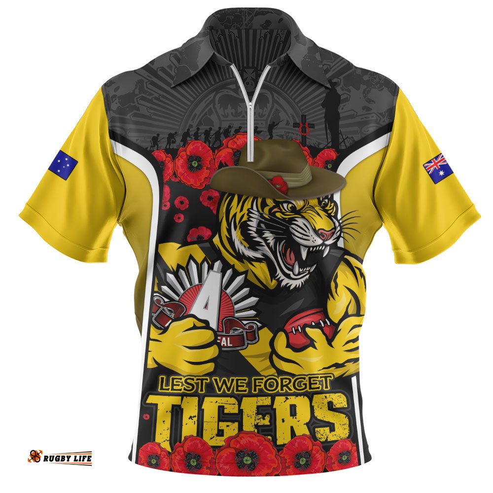 Richmond Zip Polo Shirt Lest We Forget In Eternal Honor And Duty