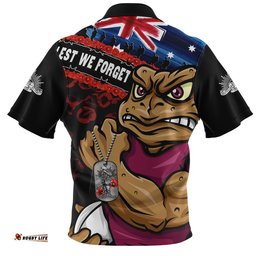 Queensland Maroons Zip Polo Shirt Anzac Remembrance Of The Fallen