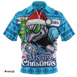 New South Wales Blues Zip Polo Shirt Merry Christmas Game Day Knit Style Team Edition