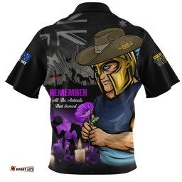 Gold Coast Titans Zip Polo Shirt Anzac Day Purple Poppy And Animals That Served