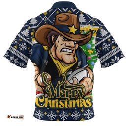 North Queensland Cowboys Zip Polo Shirt Merry Christmas Game Day Knit Style Team Edition