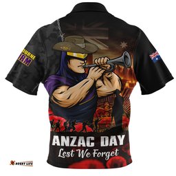 Melbourne Storm Zip Polo Shirt Anzac Day Rising Dawn Ceremony Lest We Forget Courage