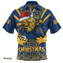 Parramatta Eels Zip Polo Shirt Merry Christmas Festive Spirit Edition