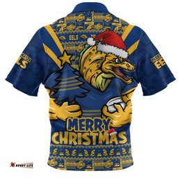 Parramatta Eels Zip Polo Shirt Merry Christmas Festive Spirit Edition