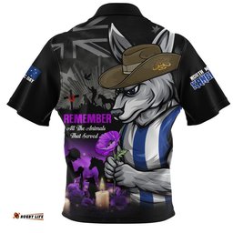 North Melbourne Zip Polo Shirt Anzac Day In Memory Of Animals That Served