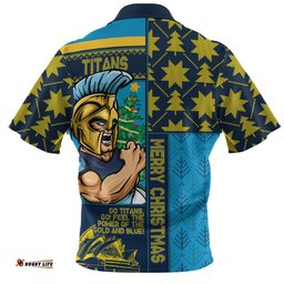 Gold Coast Titans Zip Polo Shirt Christmas Magic Knit Style Winter Glow
