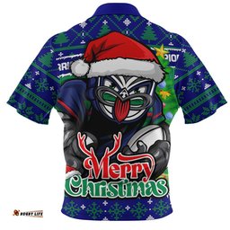 New Zealand Warriors Zip Polo Shirt Merry Christmas Game Day Knit Style Team Edition