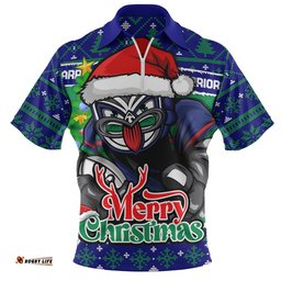 New Zealand Warriors Zip Polo Shirt Merry Christmas Game Day Knit Style Team Edition