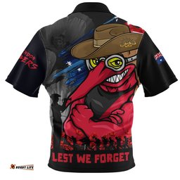 Essendon Zip Polo Shirt ANZAC Inspired Football Fan Memorial Design