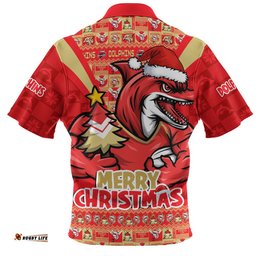 Redcliffe Dolphins Zip Polo Shirt Merry Christmas Festive Spirit Edition