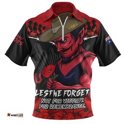 Melbourne Zip Polo Shirt ANZAC Day Not For Victory For Remembrance