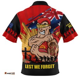 Gold Coast SUNS Zip Polo Shirt ANZAC Day Honour And Football Legacy