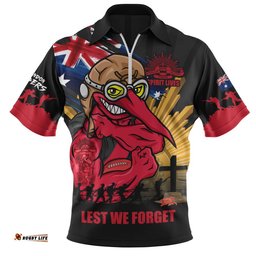 Essendon Zip Polo Shirt ANZAC Day Honour And Football Legacy