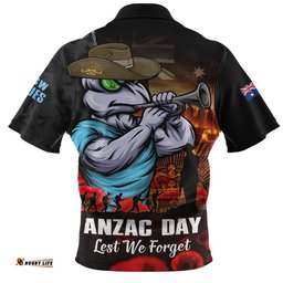 New South Wales Blues Zip Polo Shirt Anzac Day Rising Dawn Ceremony Lest We Forget Courage