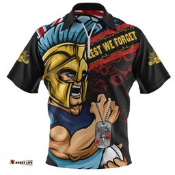 Gold Coast Titans Zip Polo Shirt Anzac Remembrance Of The Fallen