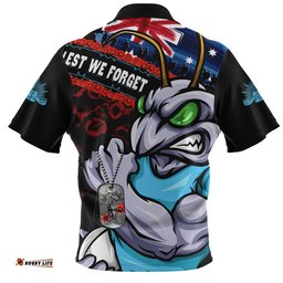 New South Wales Blues Zip Polo Shirt Anzac Remembrance Of The Fallen