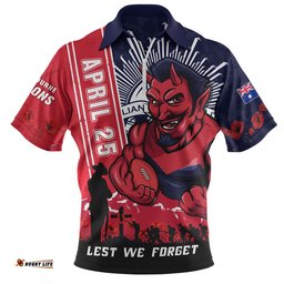Melbourne Zip Polo Shirt Anzac Day Lest We Forget Memorial