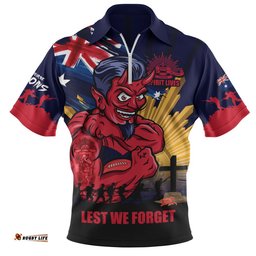 Melbourne Zip Polo Shirt ANZAC Day Honour And Football Legacy