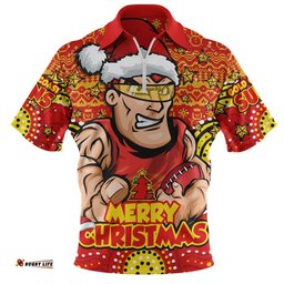 Gold Coast SUNS Zip Polo Shirt Ugly Christmas Knit Patterns Vintage Jersey
