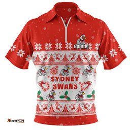 Sydney Swans Zip Polo Shirt Special Ugly Christmas Holiday Footy Fans