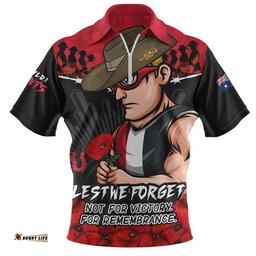 St Kilda Zip Polo Shirt ANZAC Day Not For Victory For Remembrance
